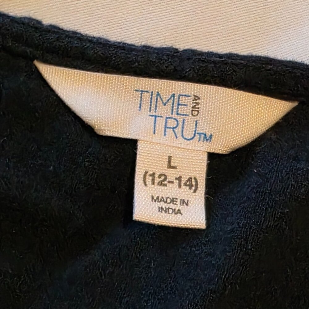 Little Black Dress Cotton Size 12 Large Lagenlook Flowy - Picture 6 of 15